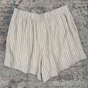 Abercrombie & Fitch Striped Beige Women's Linen Shorts size L